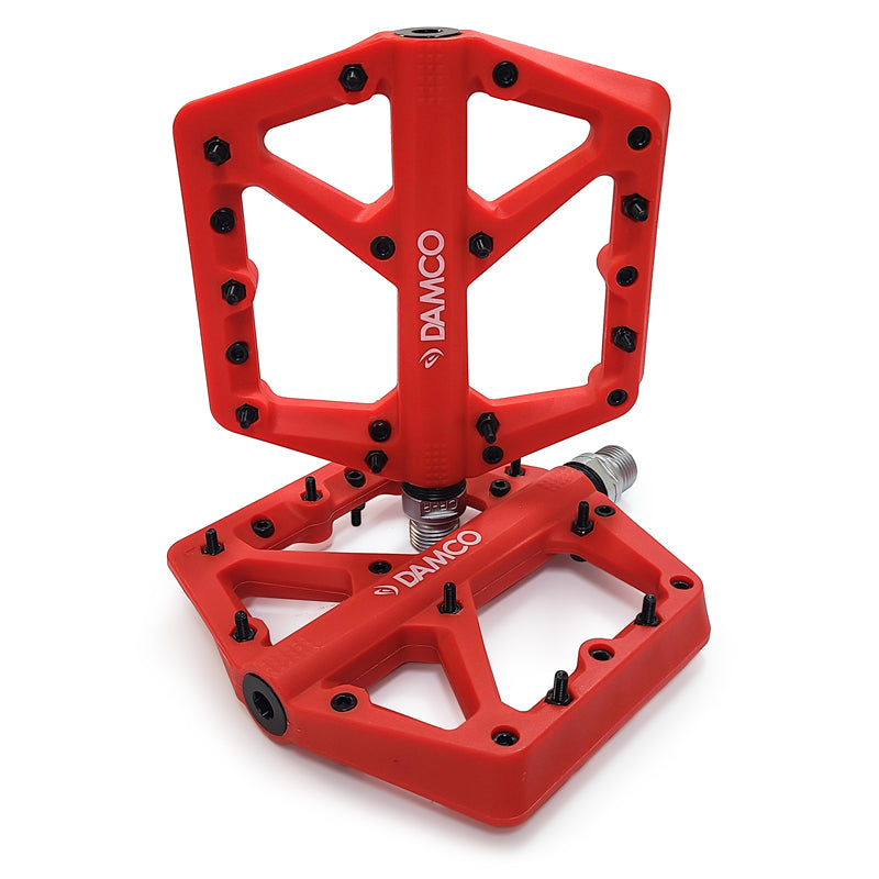 Pedals - 9/16" - BMX - RED - DAMCO - Nylon + Glass fiber