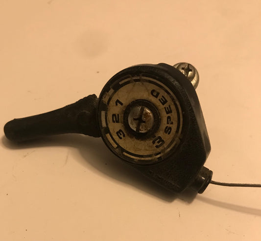 Three speed thumb shifter with cable and tensioner - Vintage